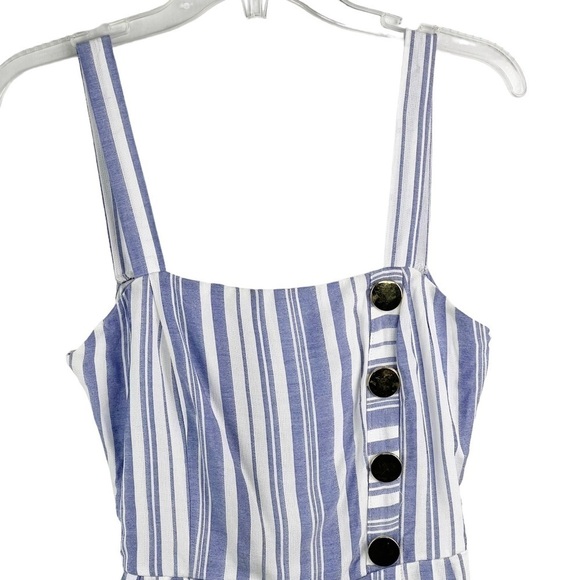 New-shop17 Purple White Vertical Striped, Tie back, Lined, Wide Leg Jump Suit SM - Picture 3 of 15